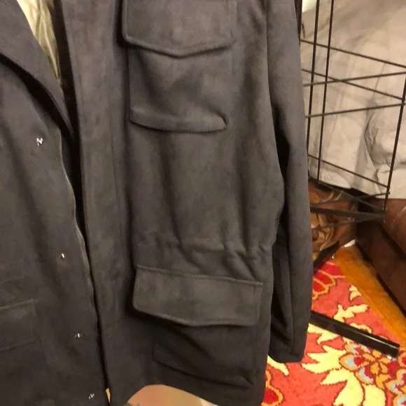 Men's Black Soft suede-like Jacket Coat with quilted lining by Robert Graham XXL - Picture 4 of 8